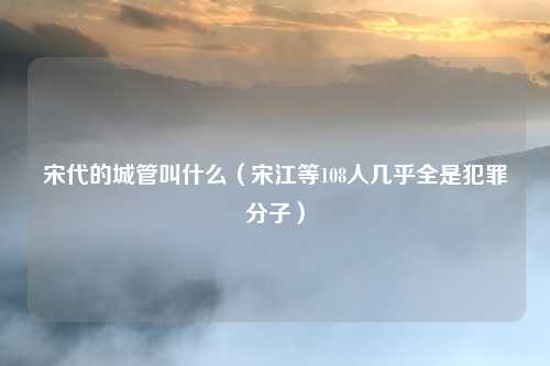 宋代的城管叫什么（宋江等108人几乎全是犯罪分子）