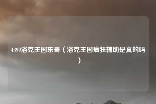 4399洛克王国东哥（洛克王国疯狂辅助是真的吗）