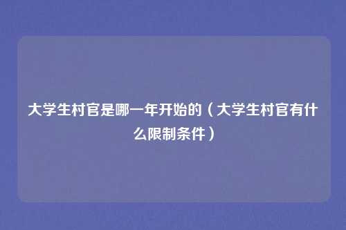大学生村官是哪一年开始的（大学生村官有什么限制条件）
