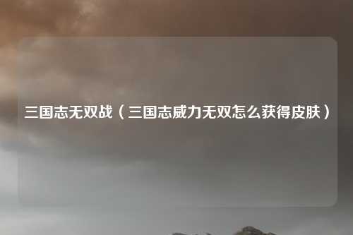 三国志无双战（三国志威力无双怎么获得皮肤）