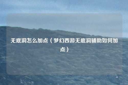 无底洞怎么加点（梦幻西游无底洞辅助如何加点）