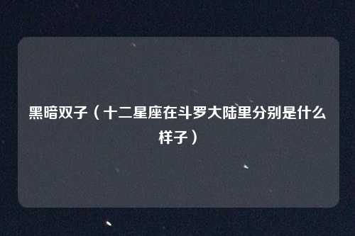 黑暗双子（十二星座在斗罗大陆里分别是什么样子）