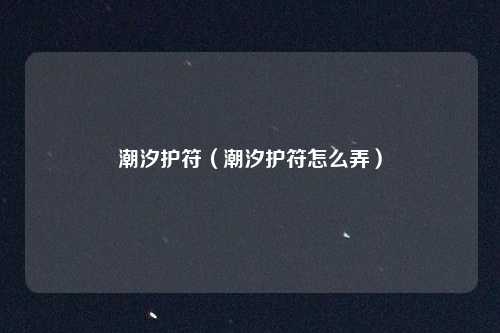 潮汐护符（潮汐护符怎么弄）