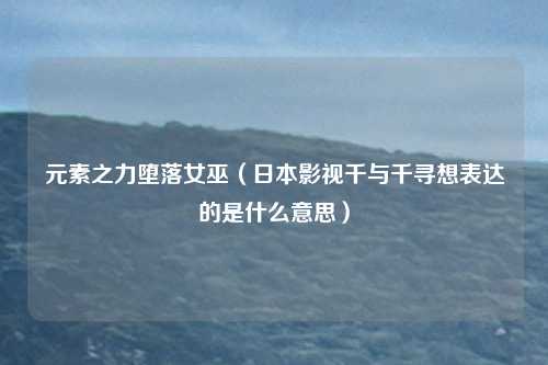 元素之力堕落女巫（日本影视千与千寻想表达的是什么意思）