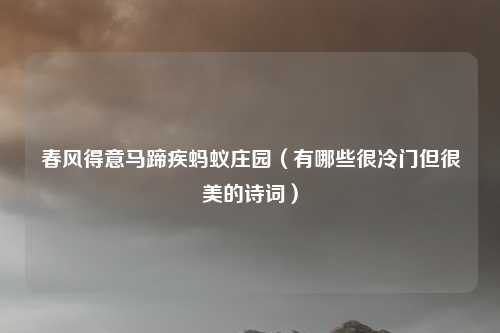 春风得意马蹄疾蚂蚁庄园（有哪些很冷门但很美的诗词）