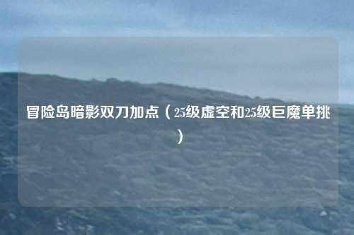 冒险岛暗影双刀加点（25级虚空和25级巨魔单挑）