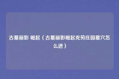 古墓丽影 崛起（古墓丽影崛起克劳庄园墓穴怎么进）