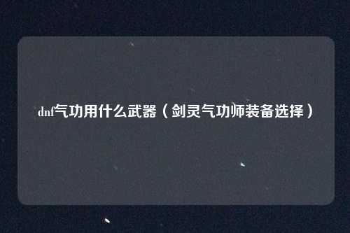 dnf气功用什么武器（剑灵气功师装备选择）