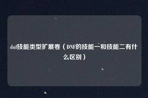 dnf技能类型扩展卷（DNF的技能一和技能二有什么区别）