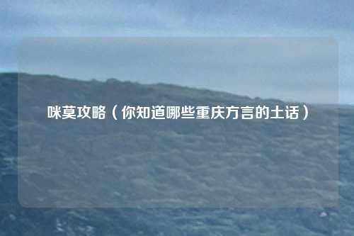 咪莫攻略（你知道哪些重庆方言的土话）