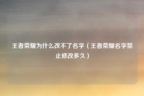 王者荣耀为什么改不了名字（王者荣耀名字禁止修改多久）