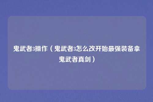 鬼武者3操作（鬼武者3怎么改开始最强装备拿鬼武者真剑）