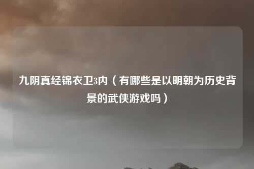 九阴真经锦衣卫3内（有哪些是以明朝为历史背景的武侠游戏吗）