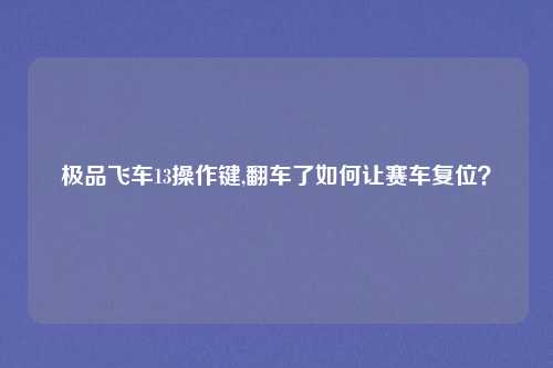 极品飞车13操作键,翻车了如何让赛车复位？