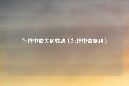 怎样申请大病救助（怎样申请专利）