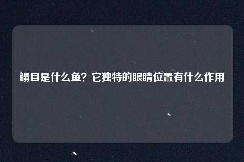 鳎目是什么鱼？它独特的眼睛位置有什么作用