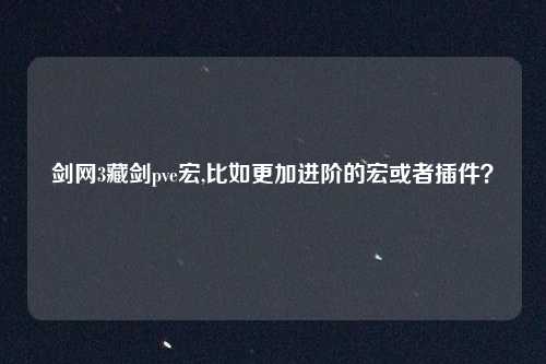 剑网3藏剑pve宏,比如更加进阶的宏或者插件?