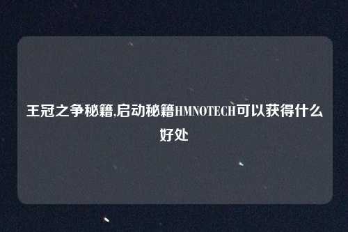 王冠之争秘籍,启动秘籍HMNOTECH可以获得什么好处