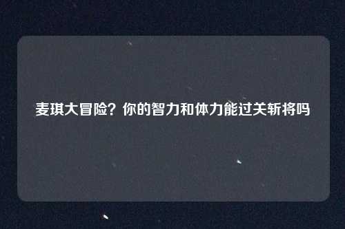 麦琪大冒险？你的智力和体力能过关斩将吗