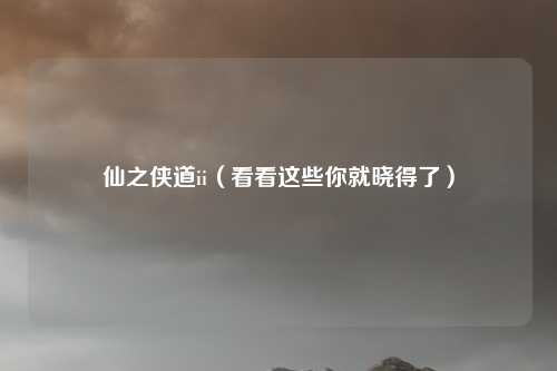 仙之侠道ii（看看这些你就晓得了）