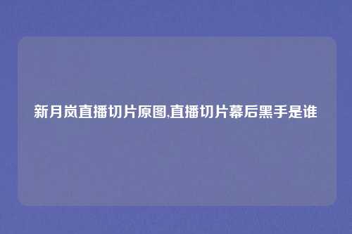 新月岚直播切片原图,直播切片幕后黑手是谁
