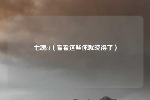 七魂ol（看看这些你就晓得了）