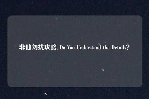 非仙勿扰攻略, Do You Understand the Details？