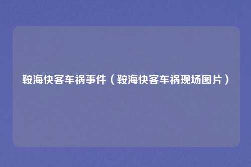 鞍海快客车祸事件（鞍海快客车祸现场图片）