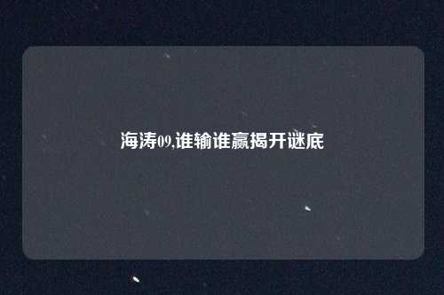 海涛09,谁输谁赢揭开谜底