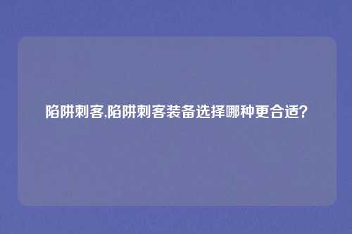 陷阱刺客,陷阱刺客装备选择哪种更合适？