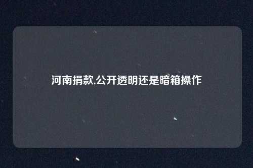 河南捐款,公开透明还是暗箱操作