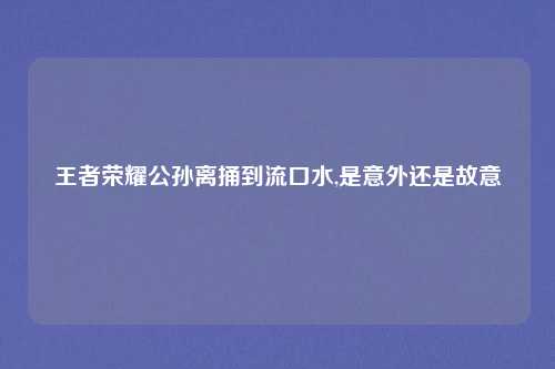 王者荣耀公孙离捅到流口水,是意外还是故意