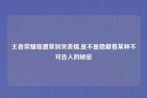 王者荣耀瑶遭草到哭表情,是不是隐藏着某种不可告人的秘密