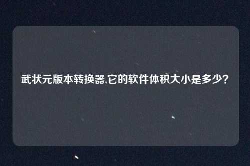武状元版本转换器,它的软件体积大小是多少？