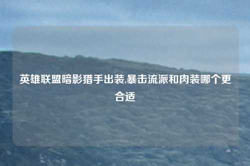 英雄联盟暗影猎手出装,暴击流派和肉装哪个更合适