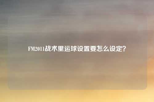 FM2011战术里运球设置要怎么设定？