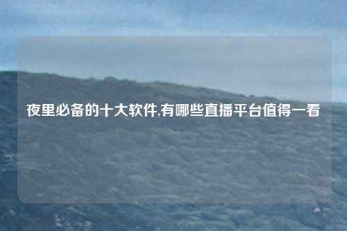 夜里必备的十大软件,有哪些直播平台值得一看