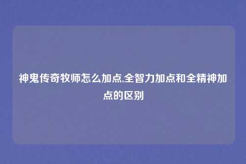 神鬼传奇牧师怎么加点,全智力加点和全精神加点的区别