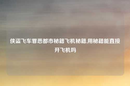 侠盗飞车罪恶都市秘籍飞机秘籍,用秘籍能直接开飞机吗