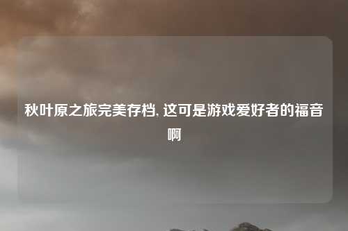 秋叶原之旅完美存档, 这可是游戏爱好者的福音啊