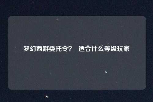 梦幻西游委托令？  适合什么等级玩家