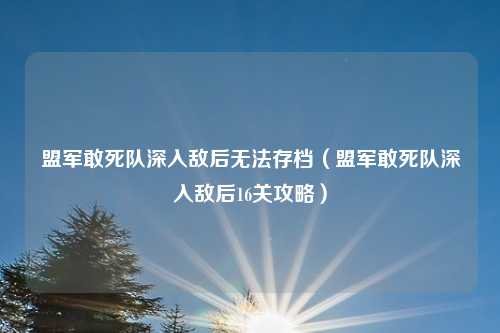 盟军敢死队深入敌后无法存档（盟军敢死队深入敌后16关攻略）