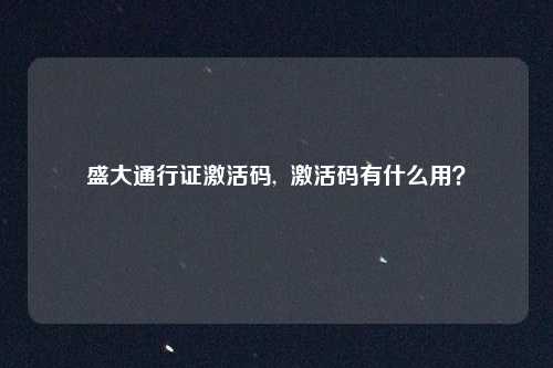 盛大通行证激活码, 激活码有什么用?