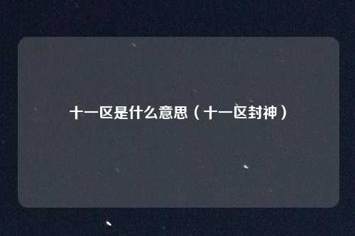 十一区是什么意思（十一区封神）