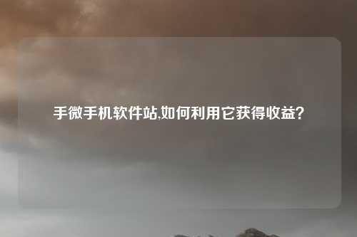 手微手机软件站,如何利用它获得收益？