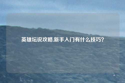 英雄坛说攻略,新手入门有什么技巧？