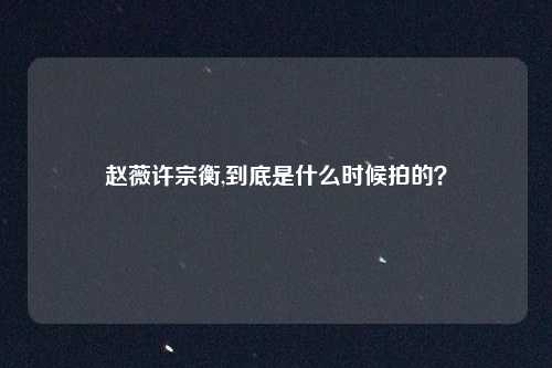 赵薇许宗衡,到底是什么时候拍的？
