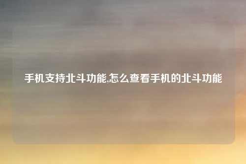 手机支持北斗功能,怎么查看手机的北斗功能