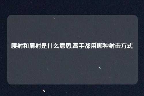 腰射和肩射是什么意思,高手都用哪种射击方式