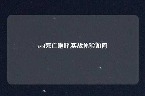 csol死亡咆哮,实战体验如何